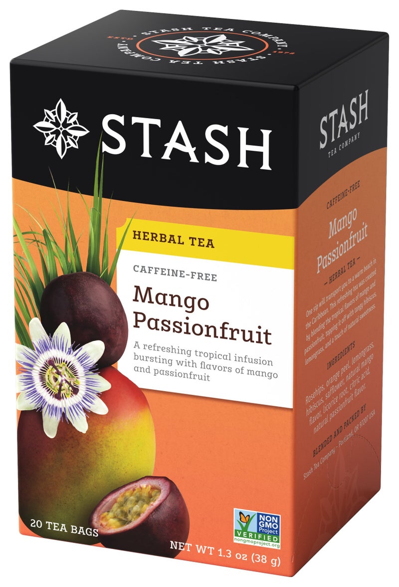 Stash Tea Mango Passionfruit Herbal Tea, 20 Count Box of Tea Bags Individually Wrapped in Foil, Sweet Fruity Caffeine Free Herbal Tisane, Drink Hot or Iced - Image 1